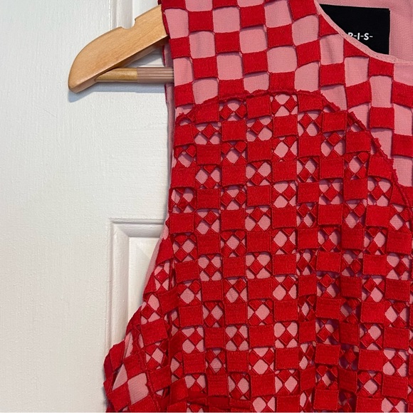 AKRIS Cocktail Dress Heart Motifs Mulberry Silk w Embroidered Overlay UK 12 US 8 - Picture 7 of 14